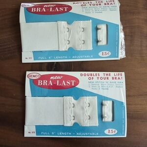 Gemco Bra-Last Bra Extender in White (Pair) Vintage Original Sewing Size 372